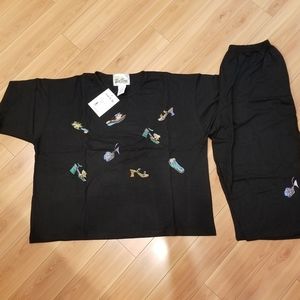 Shoes - Vintage handpainted tshirt and pant set.